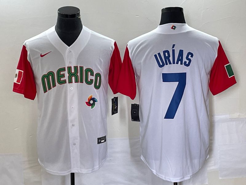 Men 2023 World Cub Mexico #7 Urias White blue Nike MLB Jersey13